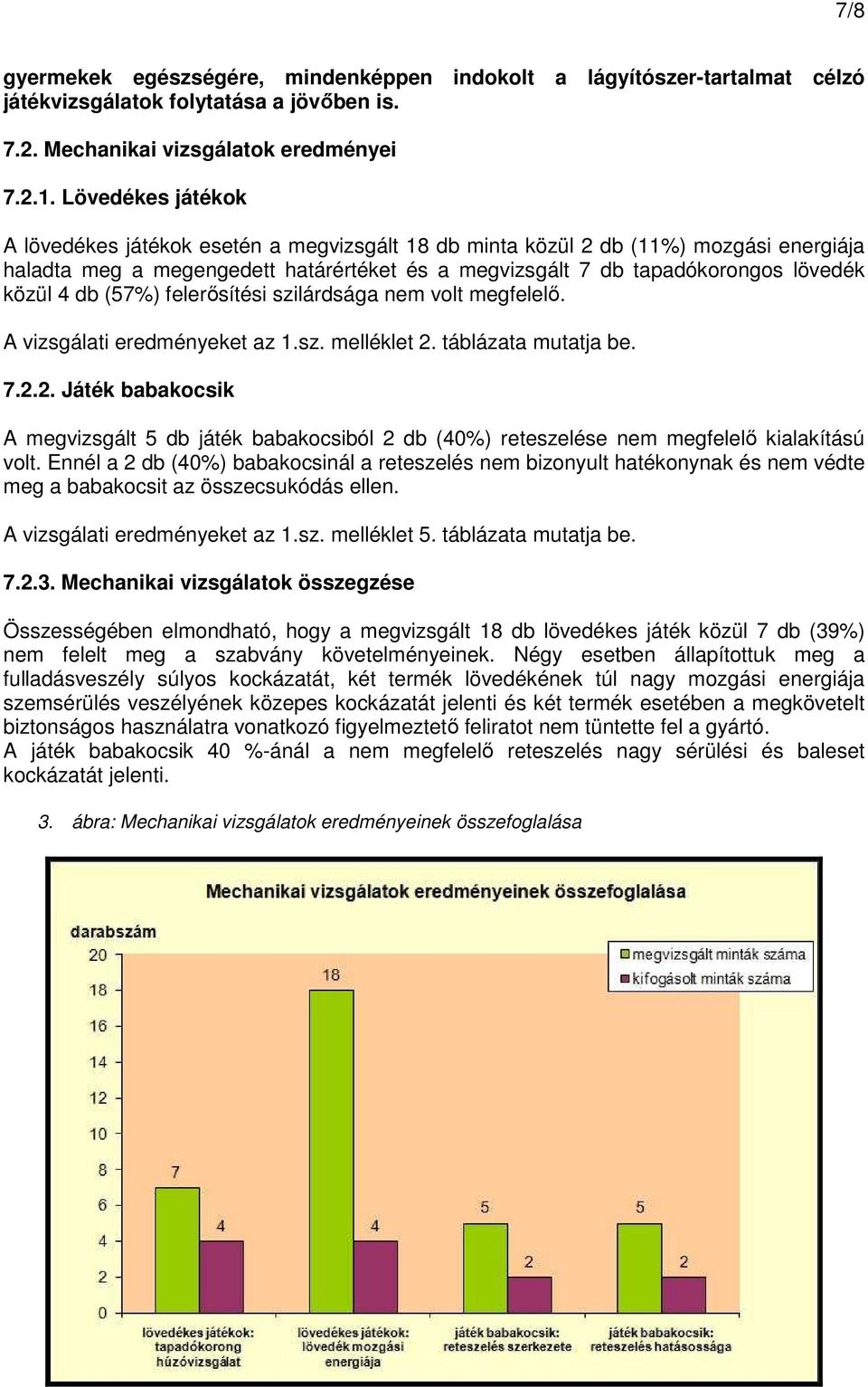 (57%) felerősítési szilárdsága nem vlt megfelelő. A vizsgálati eredményeket az 1.sz. melléklet 2.