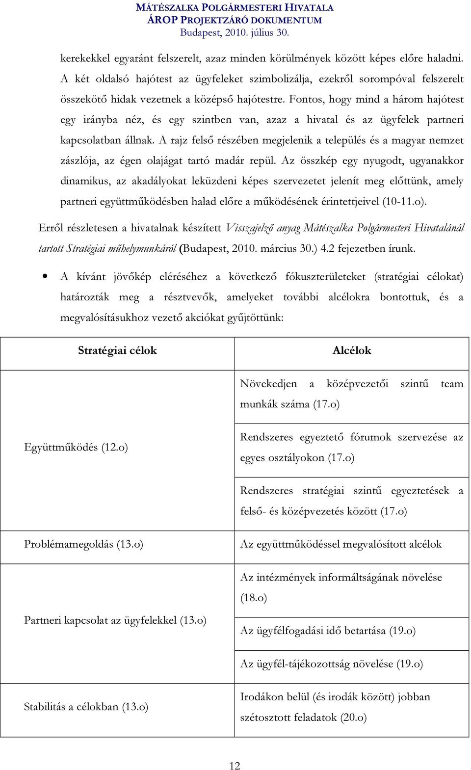 Fontos, hogy mind a három hajótest egy irányba néz, és egy szintben van, azaz a hivatal és az ügyfelek partneri kapcsolatban állnak.