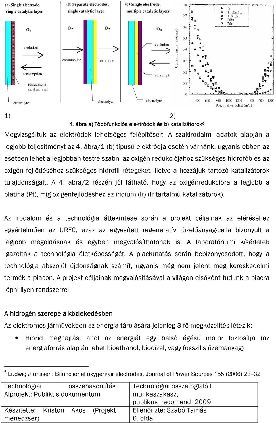 illetve a hozzájuk tartozó katalizátorok tulajdonságait. A 4.