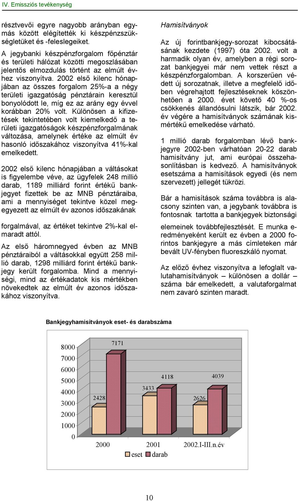 2002 első kilenc hónapjában az összes forgalom 25%-a a négy területi igazgatóság pénztárain keresztül bonyolódott le, míg ez az arány egy évvel korábban 20% volt.