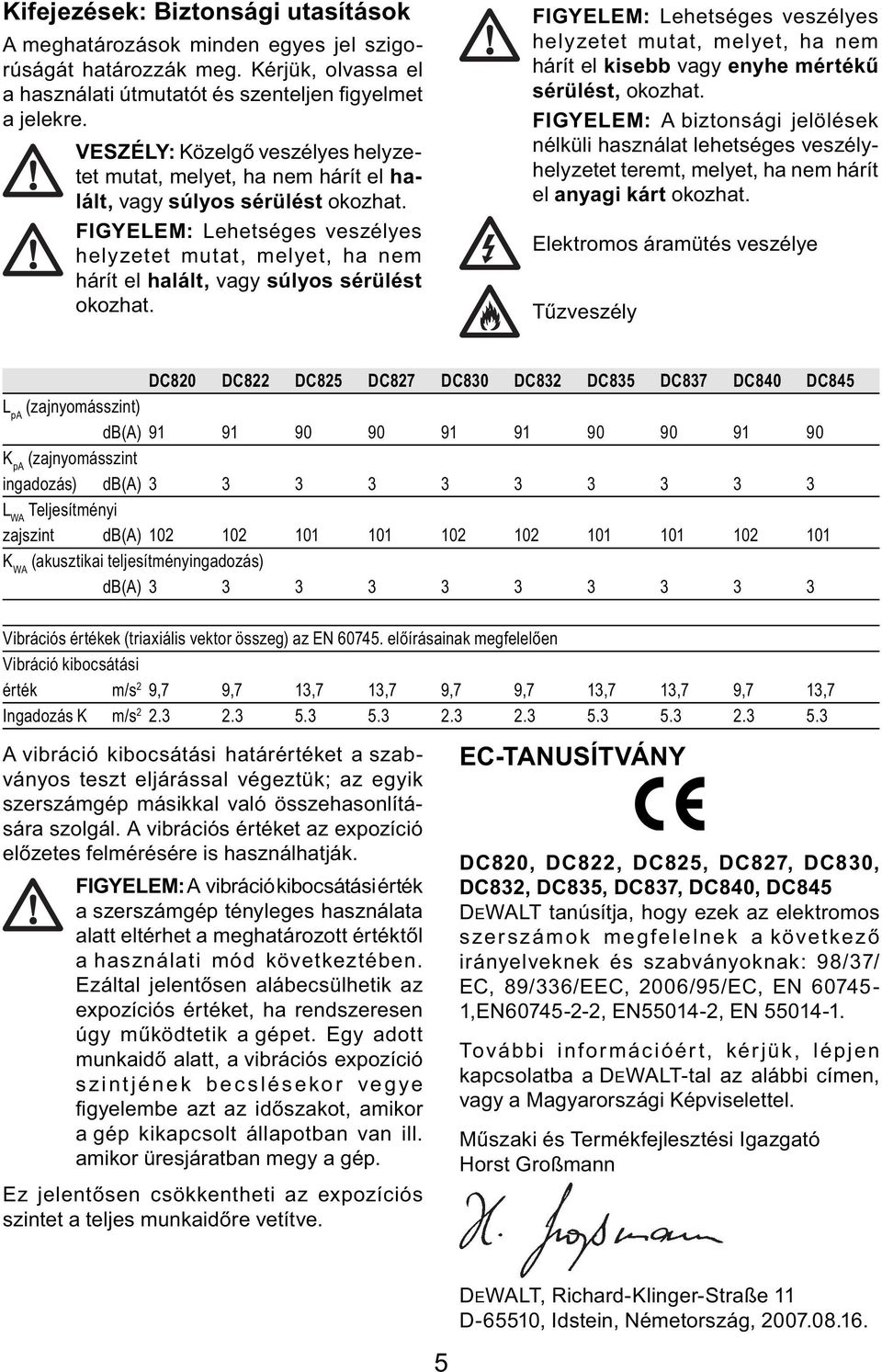 FIGYELEM: Lehetséges veszélyes helyzetet mutat, melyet, ha nem hárít el halált, vagy súlyos sérülést okozhat.