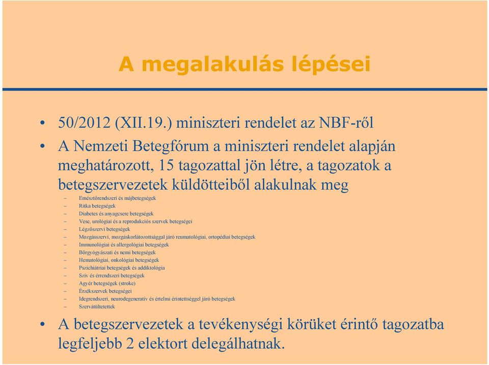 és májbetegségek Ritka betegségek Diabetes és anyagcsere betegségek Vese, urológiai és a reprodukciós szervek betegségei Légzőszervi betegségek Mozgásszervi, mozgáskorlátozottsággal járó