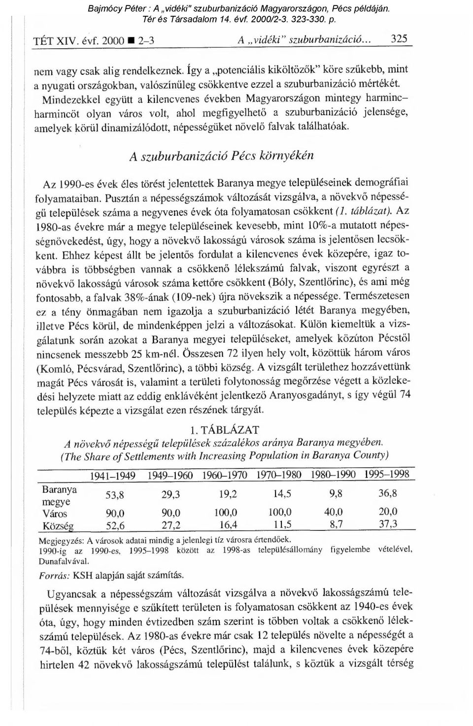 Mindezekkel együtt a kilencvenes években Magyarországon mintegy harmincharmincöt olyan város volt, ahol megfigyelhet ő a szuburbanizáció jelensége, amelyek körül dinamizálódott, népességüket növel ő