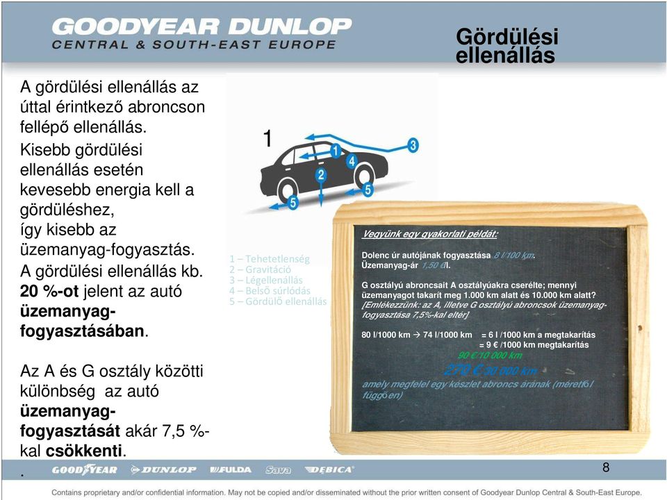 . 1 1 Tehetetlenség 2 Gravitáció 3 Légellenállás 4 Belsısúrlódás 5 Gördülı ellenállás Vegyünk egy gyakorlati példát: Gördülési ellenállás Dolenc úr autójának fogyasztása 8 l/100 km.