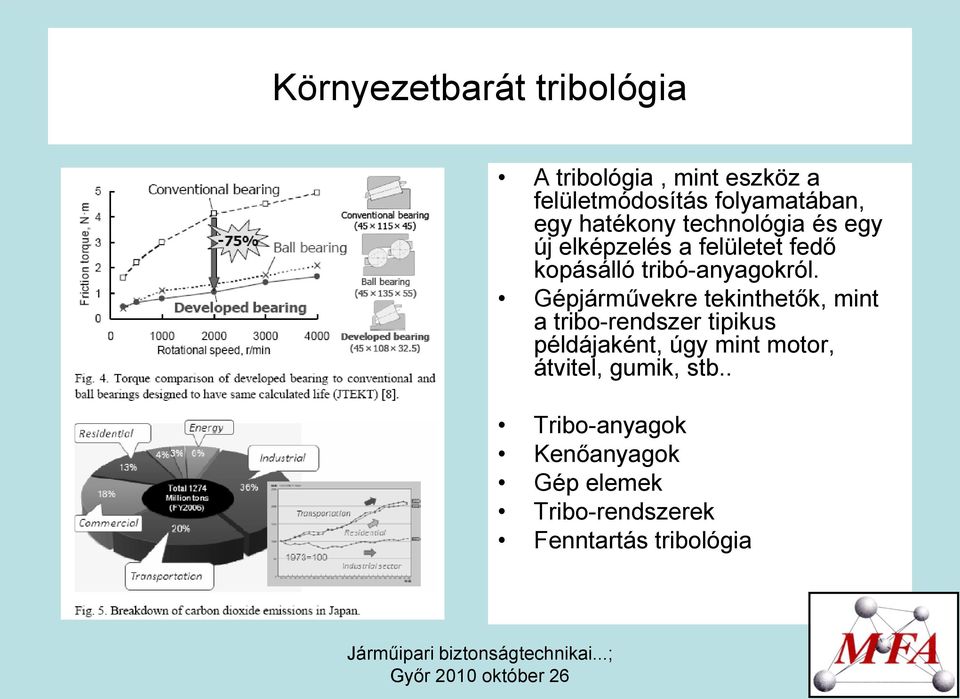 Gépjárművekre tekinthetők, mint a tribo-rendszer tipikus példájaként, úgy mint motor,