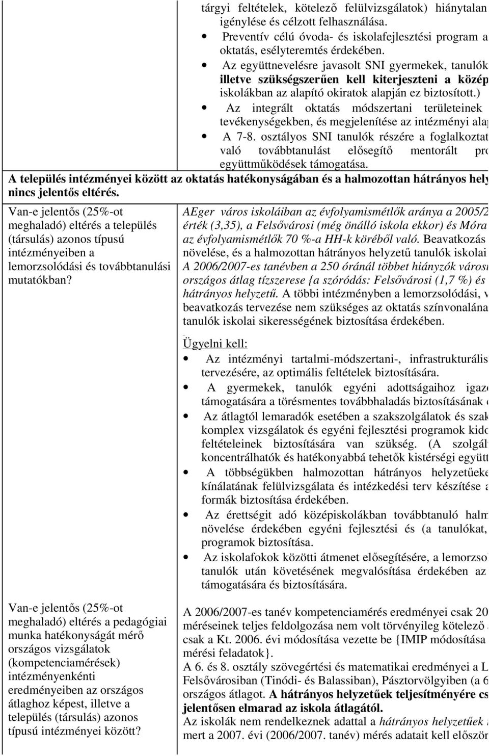 ) Az integrált oktatás módszertani területeinek alkalmaz tevékenységekben, és megjelenítése az intézményi alapdokumentu A 7-8.