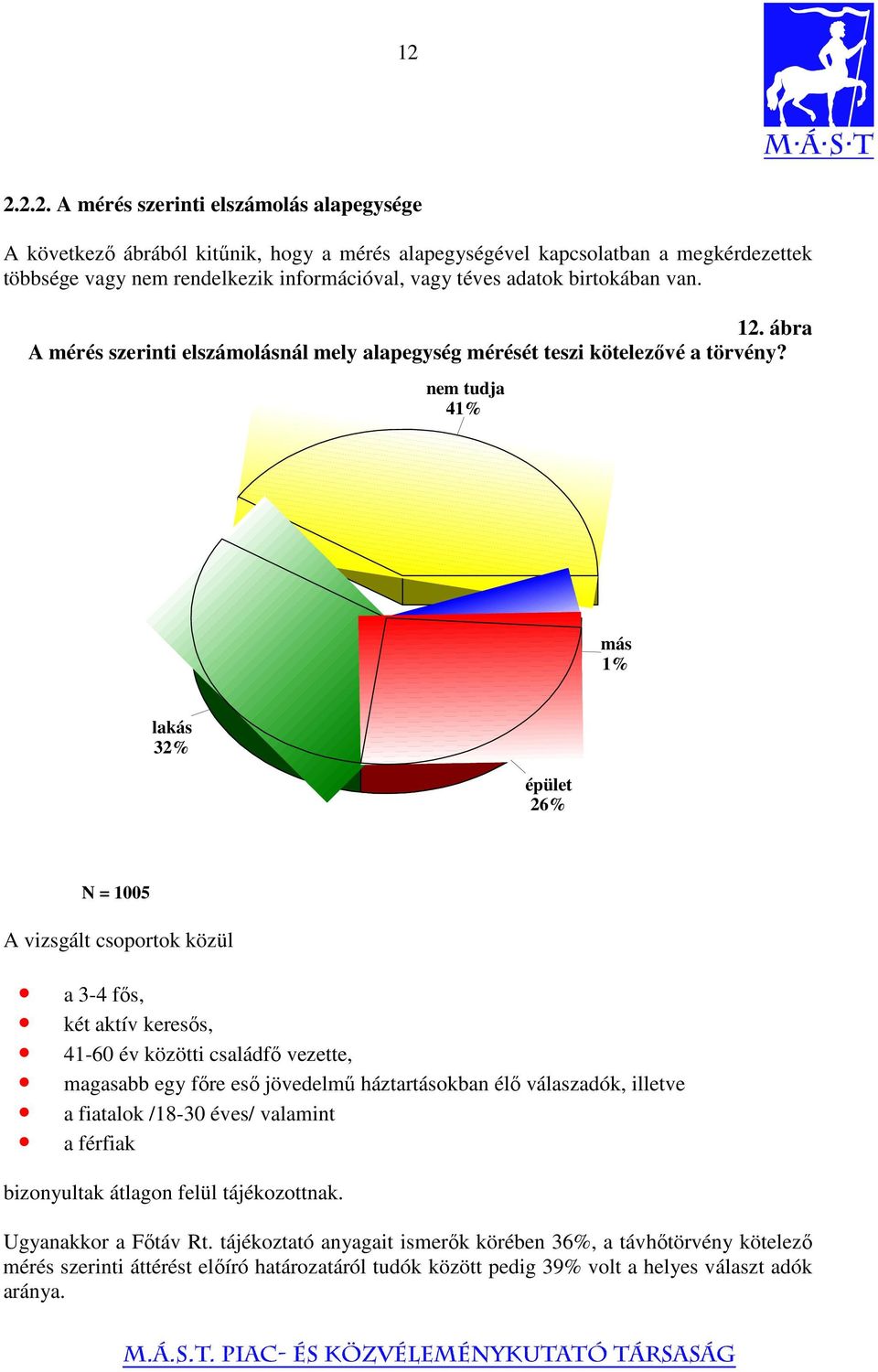 nem tudja 41% más 1% lakás 32% épület 26% N = 1005 A vizsgált csoportok közül a 3-4 fős, két aktív keresős, 41-60 év közötti családfő vezette, magasabb egy főre eső jövedelmű háztartásokban élő