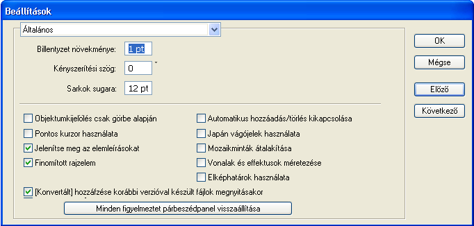 TESTRE SZABÁS 9 hetünk a többi beállító párbeszédpanelre, amelyeket megjeleníthetünk a Szerkesztés (Edit) menü Beállítások (Preferences) almenüjének parancsaival is.