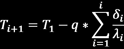 Hővezetés többrétegű sík falon Vagy n réteg esetén: T δ₁ δ₂ δ₃