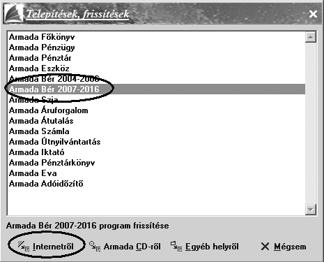 A program frissítése a következőképpen történik: 1. Indítópult Indítsa el az Armada Indítópultot az ikonra való dupla kattintással. 2.