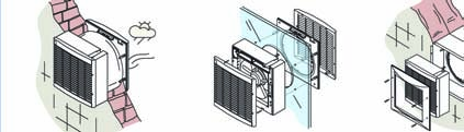 axiál ventilátorok B és LB B/LB 23/30 nagyteljesítményű szellőztető ventilátor 8 közepes és nagyobb méretű helységek szellőztetésére alkalmas 5 sebesség fokozat elektromos automata zsalu (RA