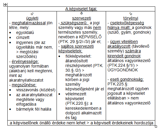 I. AKARATNYILATKOZATOK A SZERZŐDÉSBEN I.5 Személyhez tapadó és képviseletet tűrő akaratnyilatkozatok A.) Áttekintés 15 I.