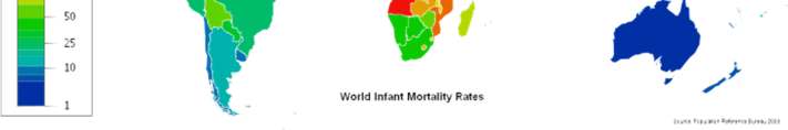 A csecsemőhalálozási arányok világtérképe, 2008