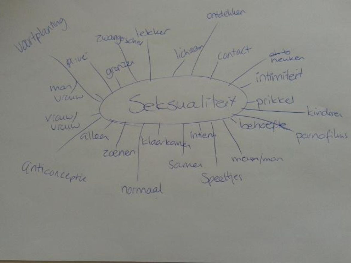 Pók diagram (Hulpverlenersteam, 01) Szókincs, nyelvezet Az effektív szexuális oktatás során egyértelmű kifejezésekkel kommunikálunk, a használt szavakat előre eldöntjük, kiválasztjuk.