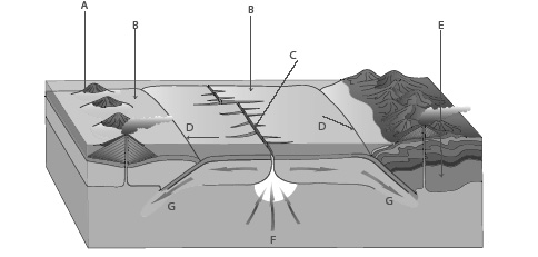 IV. Lemeztektonika 10 pont A rajz a kőzetlemezeket és mozgásuk kapcsolatait mutatja be. A vastag nyilak folyamatokat jelölnek. A megfelelő betűjeleket írja a táblázat üres celláiba! H 1.