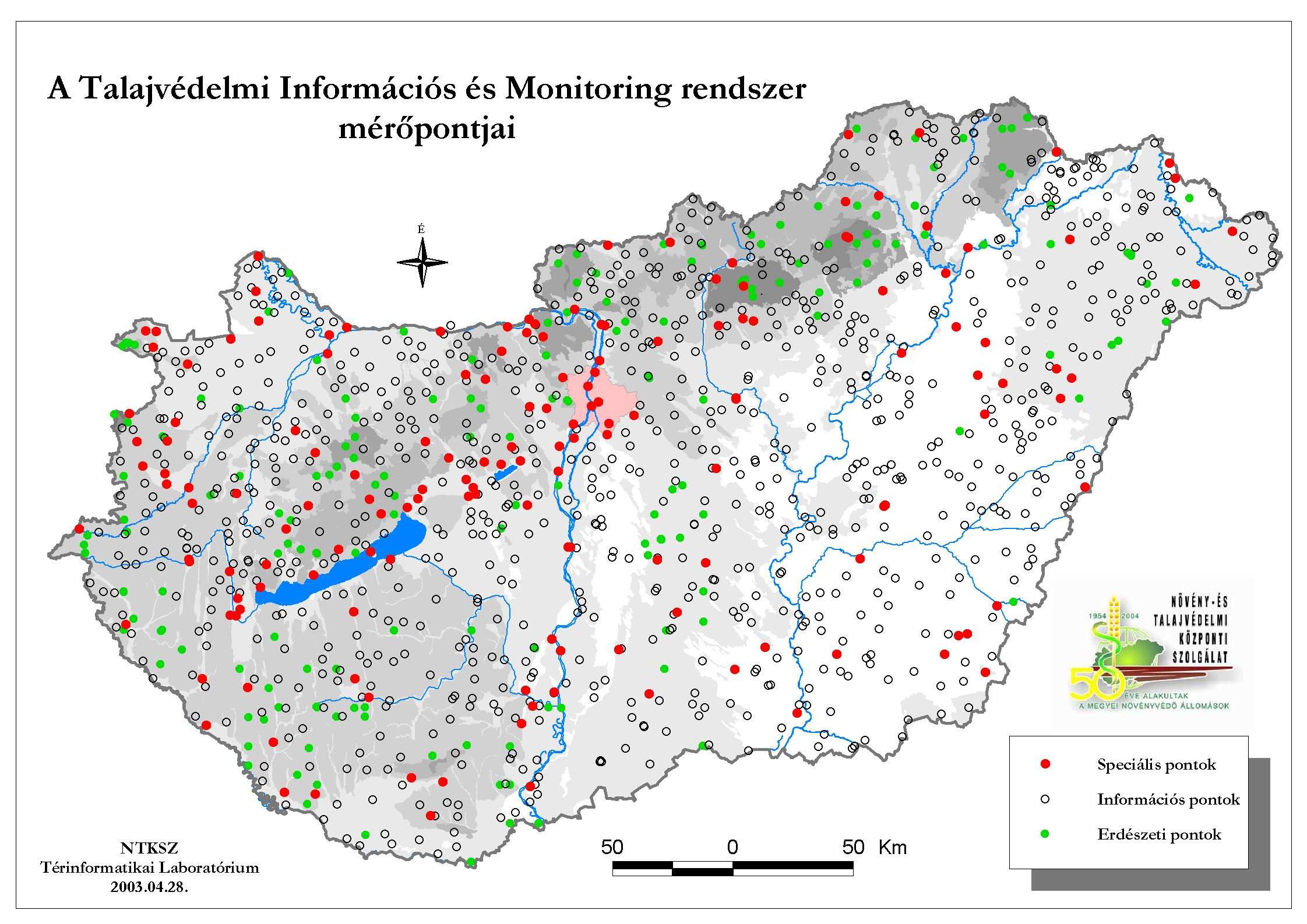 A rendszeres felméréseknek köszönhetıen az adatok alapján pontos képet kaphatunk talajaink állapotáról. Csongrád megyében 44 mintavételi hely van.