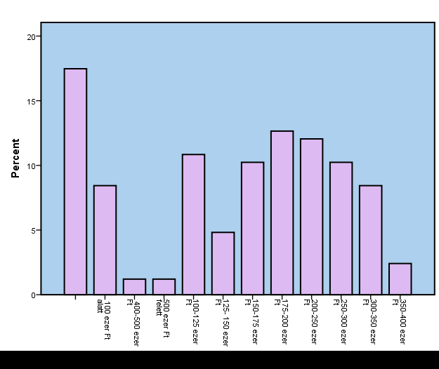 4% 4 3% 3 % % % 3% ezer Ft és ezer Ft között Jelenleg mennyi a főállásból származó havi bruttó átlagkeresete?