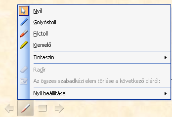 2. ábra Irányított bemutató Egyéb beállításokban Az Ismétlés az Esc gomb lenyomásáig bekapcsolása esetén folyamatos lejátszás állítható be, addig, amíg az Esc billentyűt le nem ütik.