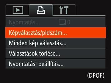 Képek hoáadása a nyomtatási listához (DPF) en beállíthat csoportos nyomtatást (= 94) és fotólaboroktól nyomatok megrendelését.