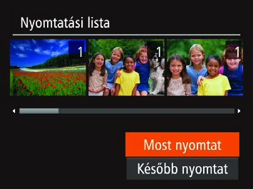 2 Válasszon egy képet. A <q><r> gombokkal válassza ki a kívánt képet, majd nyomja meg a <m> gombot. Ekkor kiválaszthatja a példányszámot. Az indexnyomtatásra kiválasztott képet [ ] ikon jelöli.