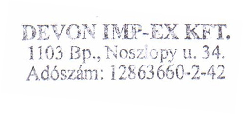 CE MEGFELELŐSÉGI NYILATKOZAT (A 79/1997(XII.31.) IKIM rendelet és a 62/2006 (VIII.30) GKM rendelet és a 21/1998(IV.17.) IKIM rendelet előírásai szerint.