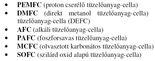 Protonvezető membrán (H + ) (polimer elektrolit) Katalizátor (anód: PtRu, PtRh, Pt/WO 3 )