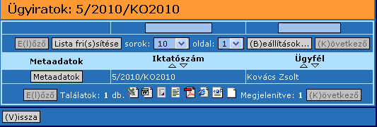 55. ábra: Keresés eredménye - ügyirat Amennyiben nincs a keresésnek megfelelő találat, úgy egy üres lista jelenik meg. 1.4. Szervezetek és dolgozók (994) 56.