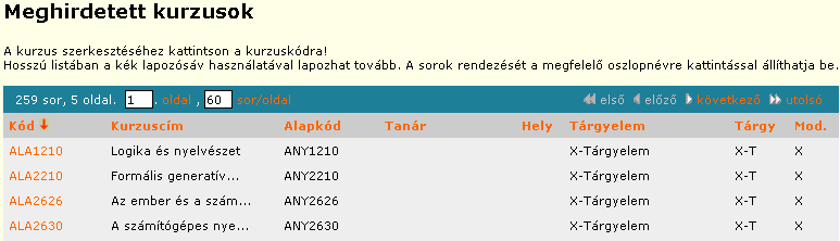 Tanszék menü Ha id8közben vissza szeretne térni a mintaegység szerkesztéséhez (például azért, hogy új tárgyelem megfeleltetést hozzon létre, és kösse a szervez8 valamely kurzusát) akkor kattintson a