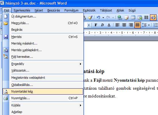 Nyomtatási-kép Word III.