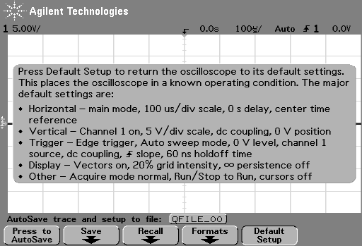 Scope - File : press Save/Recall Default