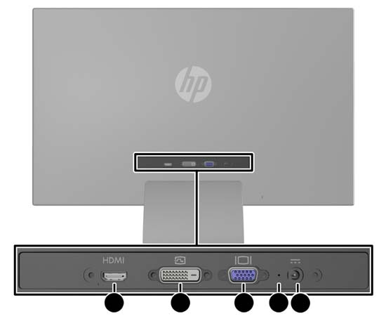 Hátsó részegységek Részegység Funkció 1 HDMI* A számítógép HDMI kábelének a csatlakoztatására. 2 DVI-D A számítógép DVI-D kábelének a csatlakoztatására.