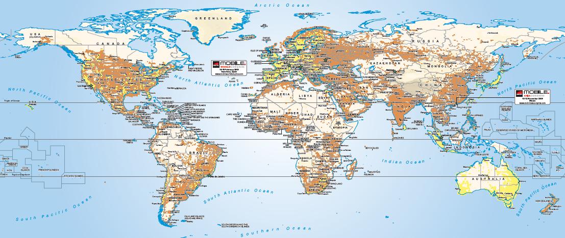 GSM lefedettség a Földön, 2009 htt://www.gsmworld.