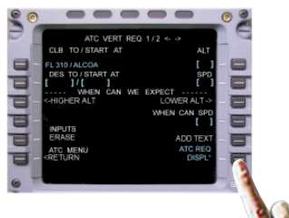 A képernyőn a pilóta elkészíti a kérés tartalmát A kérés beírása után újra