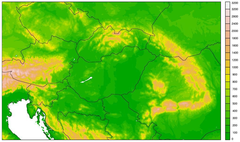 Példa az OMSZ ultra-rövidtávú előrejelzésében operatívan alkalmazott modellre: AROME 2,5 km-es horizontális felbontás 60 vertikális modellszint Korlátos tartományú modell határfeltételek az ECMWF-től