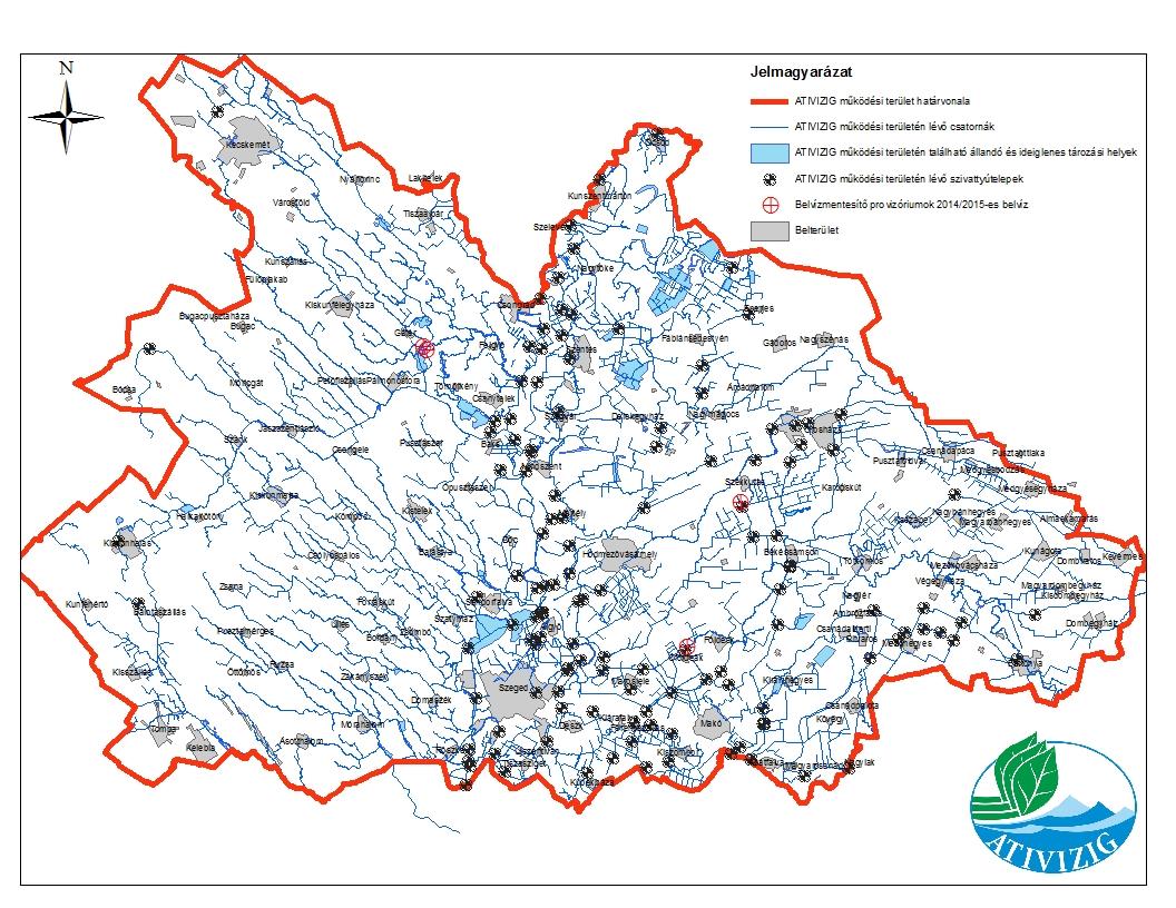 2014/2015. évi belvízvédekezés során üzemelő belvízmentesítő provizóriumok Gátéri + Régi Gátéri provizórium Össz. üó.: 4183 óra Átemelt vízm.: 3.009.