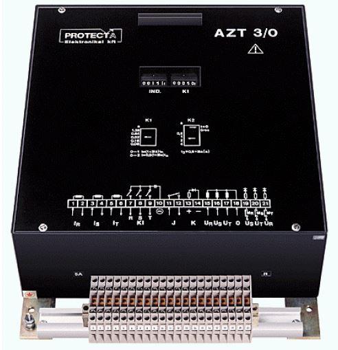 6.2. AZT 3/0 30. ábra. Autonóm zárlati tartalékvédelem. Feladata: Az AZT 3/0 típusú elektronikus autonóm zárlati tartalékvédelem különleges, ám igen fontos feladatot lát el.