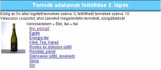 Termék adatainak bevitele 1. Első lépésben ki kell választani melyik képpel szeretnénk a terméket megjeleníteni.
