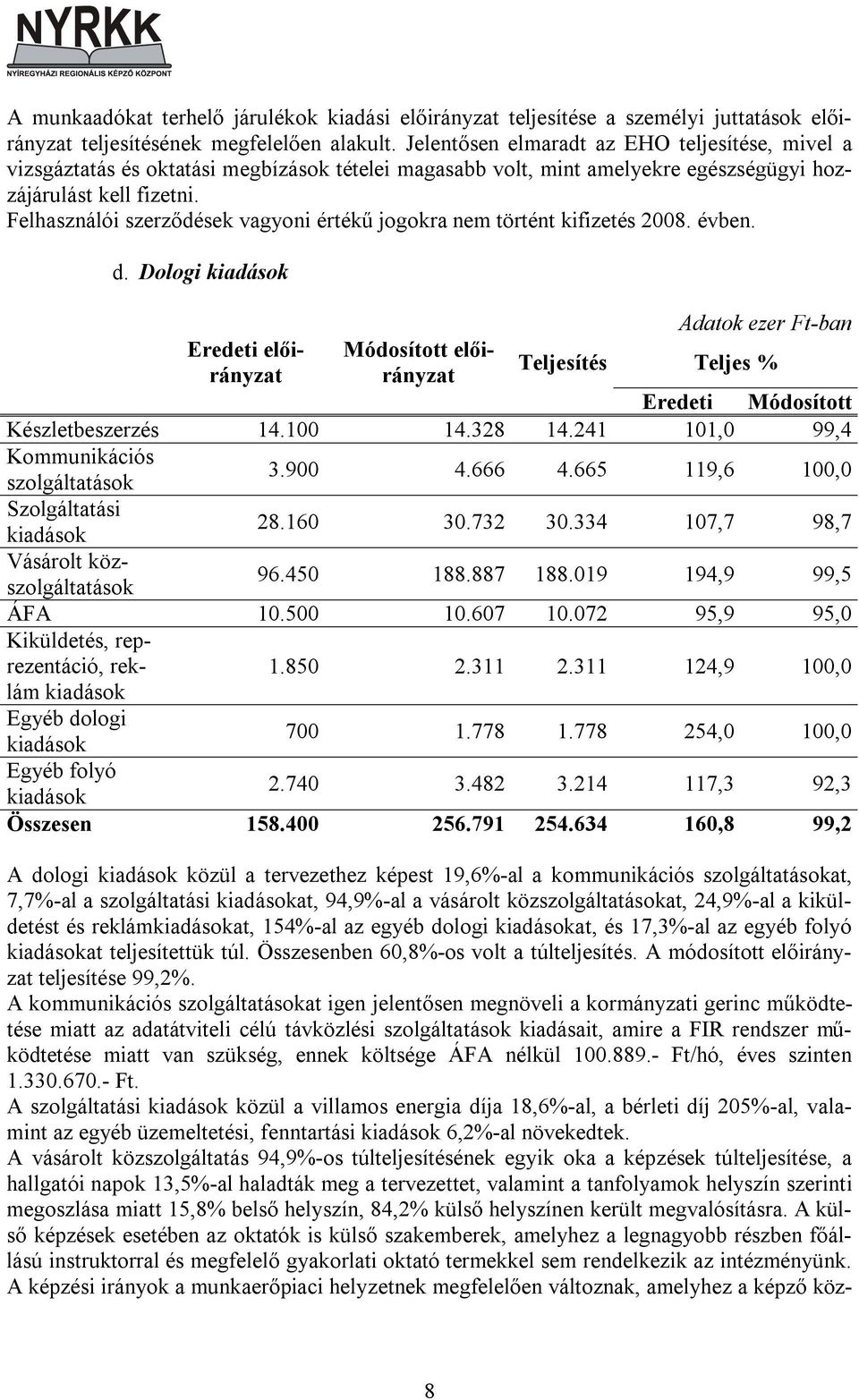 Felhasználói szerződések vagyoni értékű jogokra nem történt kifizetés 2008. évben. d.