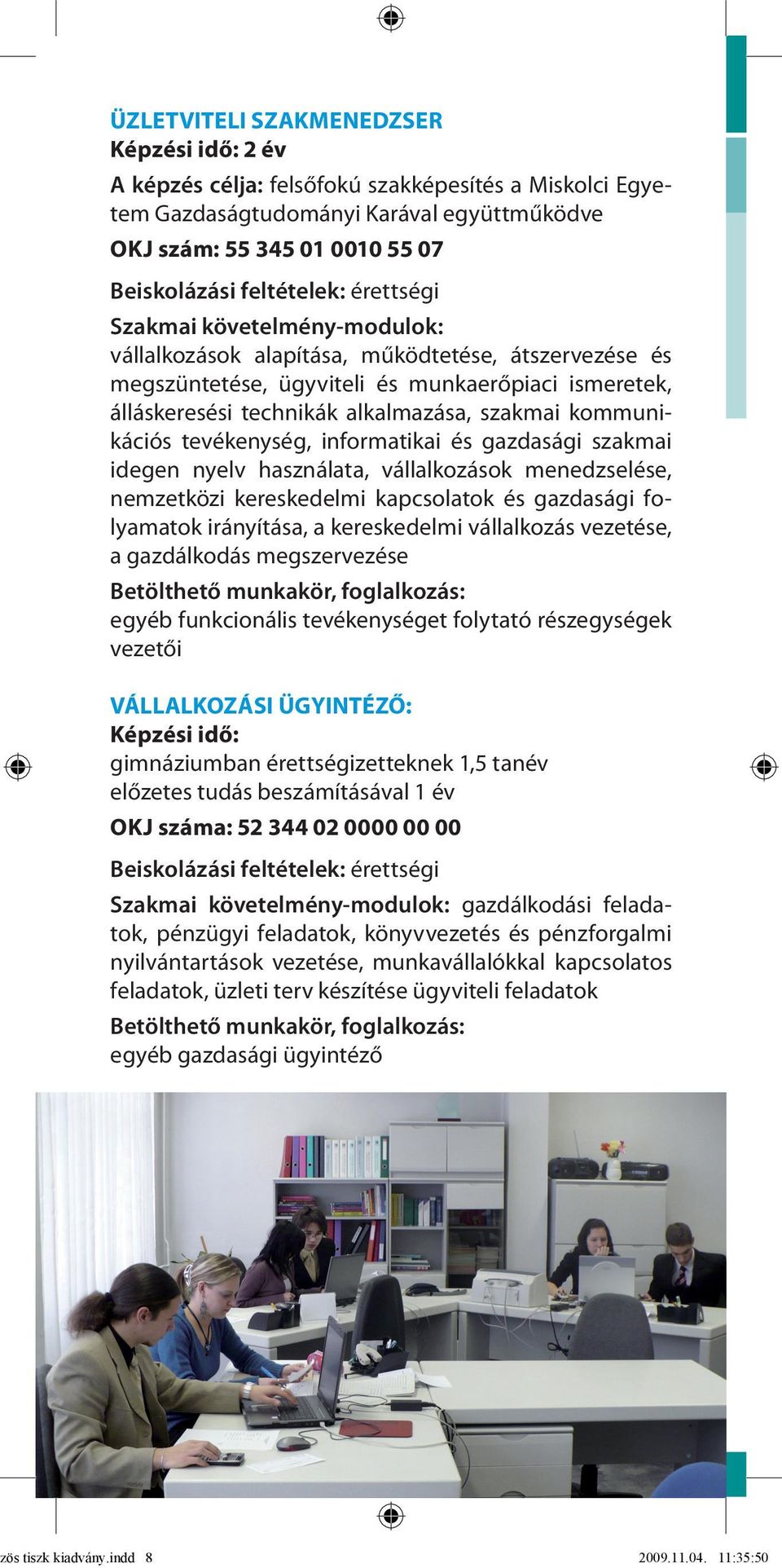 kommunikációs tevékenység, informatikai és gazdasági szakmai idegen nyelv használata, vállalkozások menedzselése, nemzetközi kereskedelmi kapcsolatok és gazdasági folyamatok irányítása, a