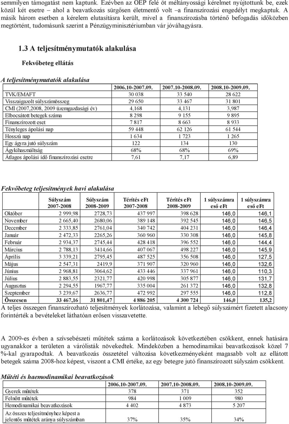 3 A teljesítménymutatók alakulása Fekvőbeteg ellátás A teljesítménymutatók alakulása 2006.10-2007.09.