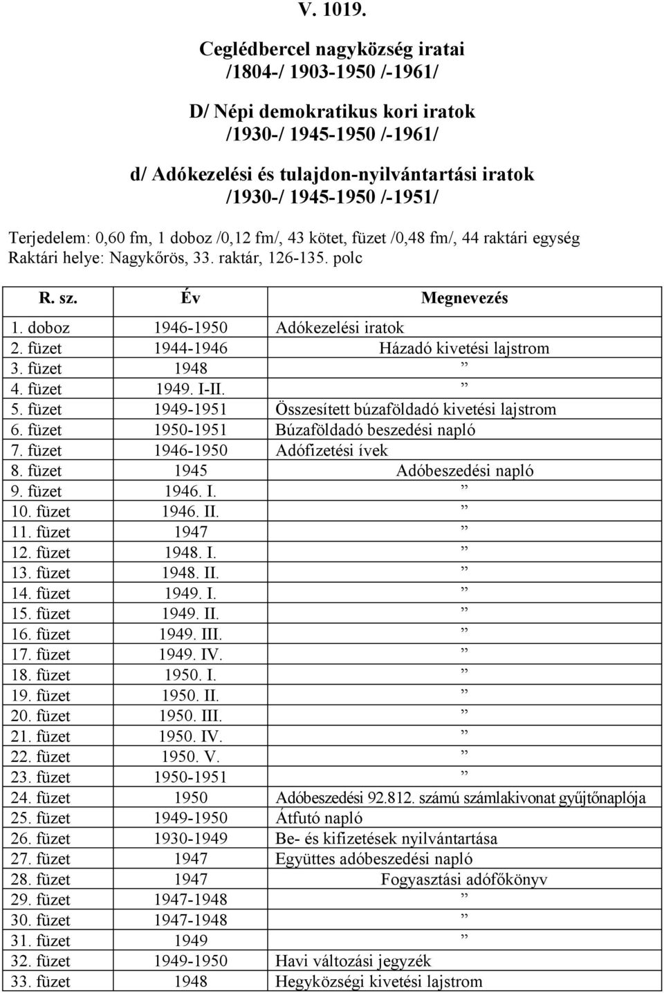 füzet 1949-1951 Összesített búzaföldadó kivetési lajstrom 6. füzet 1950-1951 Búzaföldadó beszedési napló 7. füzet 1946-1950 Adófizetési ívek 8. füzet 1945 Adóbeszedési napló 9. füzet 1946. I. 10.