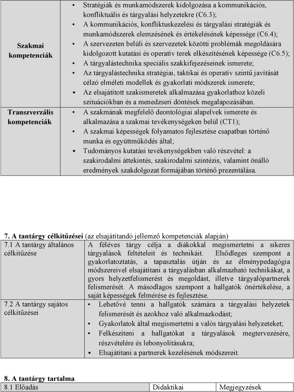 4); A szervezeten belüli és szervezetek közötti problémák megoldására kidolgozott kutatási és operatív terek elkészítésének képessége (C6.