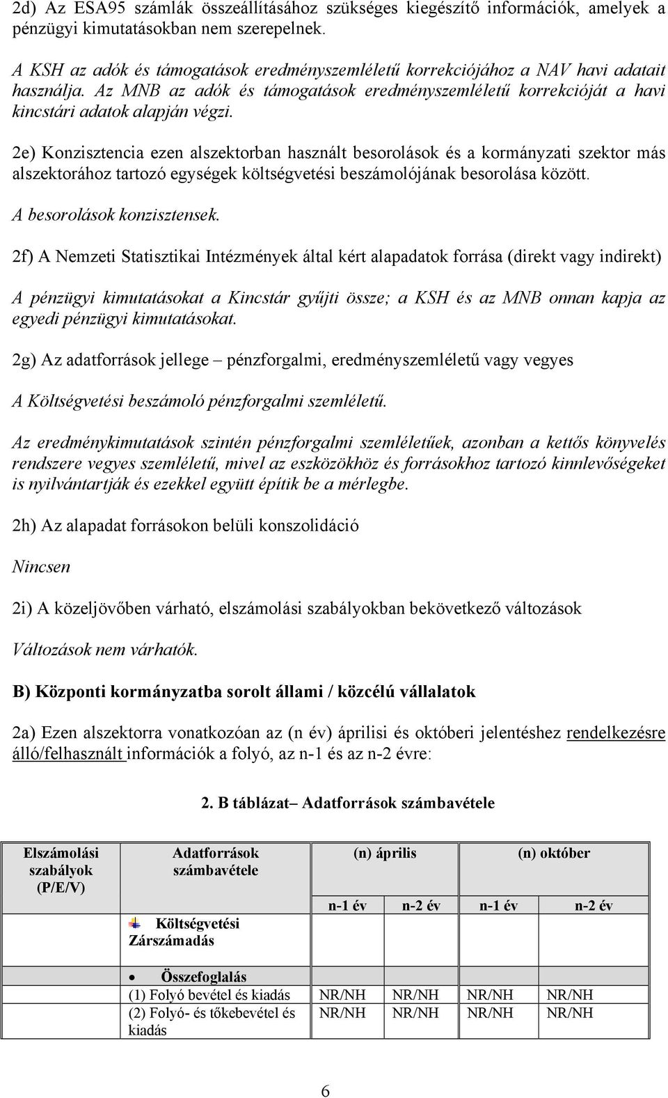 2e) Konzisztencia ezen alszektorban használt besorolások és a kormányzati szektor más alszektorához tartozó egységek költségvetési beszámolójának besorolása között. A besorolások konzisztensek.