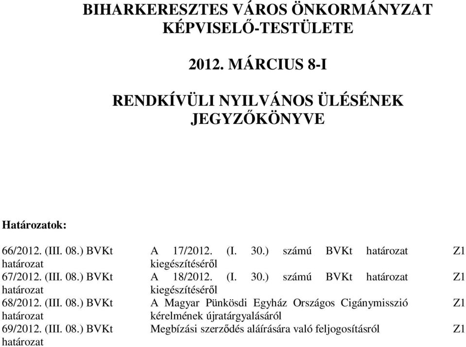 (III. 08.) BVKt 69/2012. (III. 08.) BVKt A 17/2012. (I. 30.