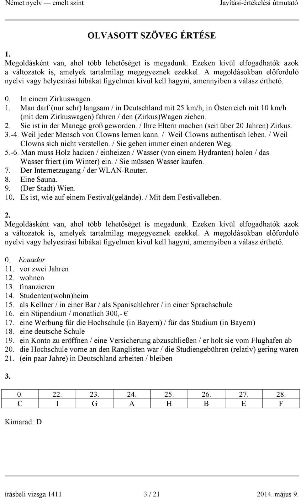 Man darf (nur sehr) langsam / in Deutschland mit 25 km/h, in Österreich mit 10 km/h (mit dem Zirkuswagen) fahren / den (Zirkus)Wagen ziehen. 2. Sie ist in der Manege groß geworden.