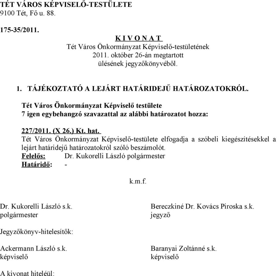 ) Kt. hat.