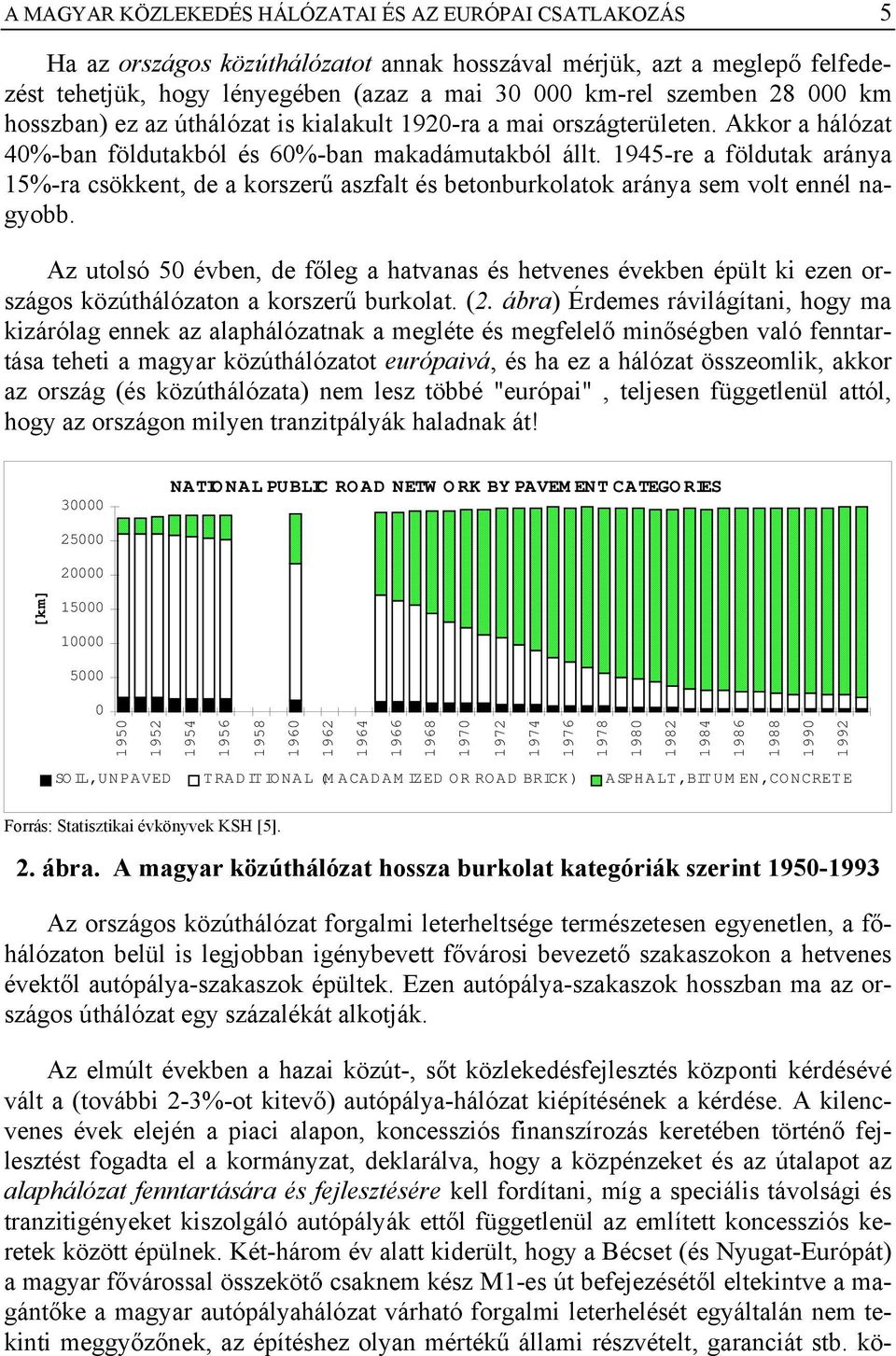 1945-re a földutak aránya 15%-ra csökkent, de a korszerű aszfalt és betonburkolatok aránya sem volt ennél nagyobb.