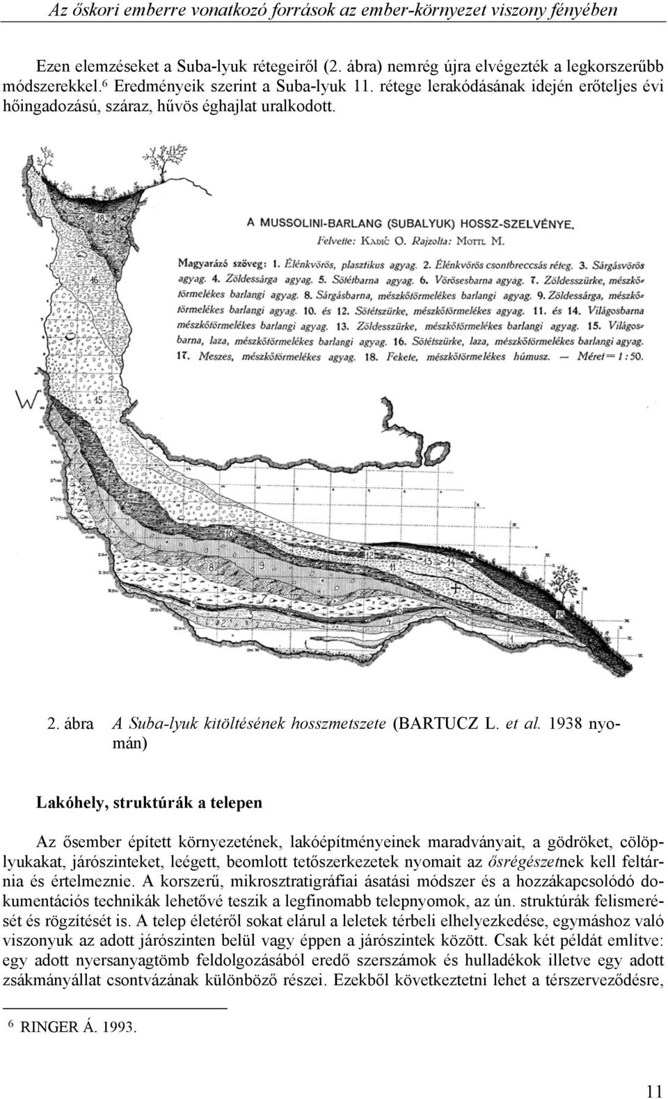 1938 nyomán) Lakóhely, struktúrák a telepen Az ősember épített környezetének, lakóépítményeinek maradványait, a gödröket, cölöplyukakat, járószinteket, leégett, beomlott tetőszerkezetek nyomait az