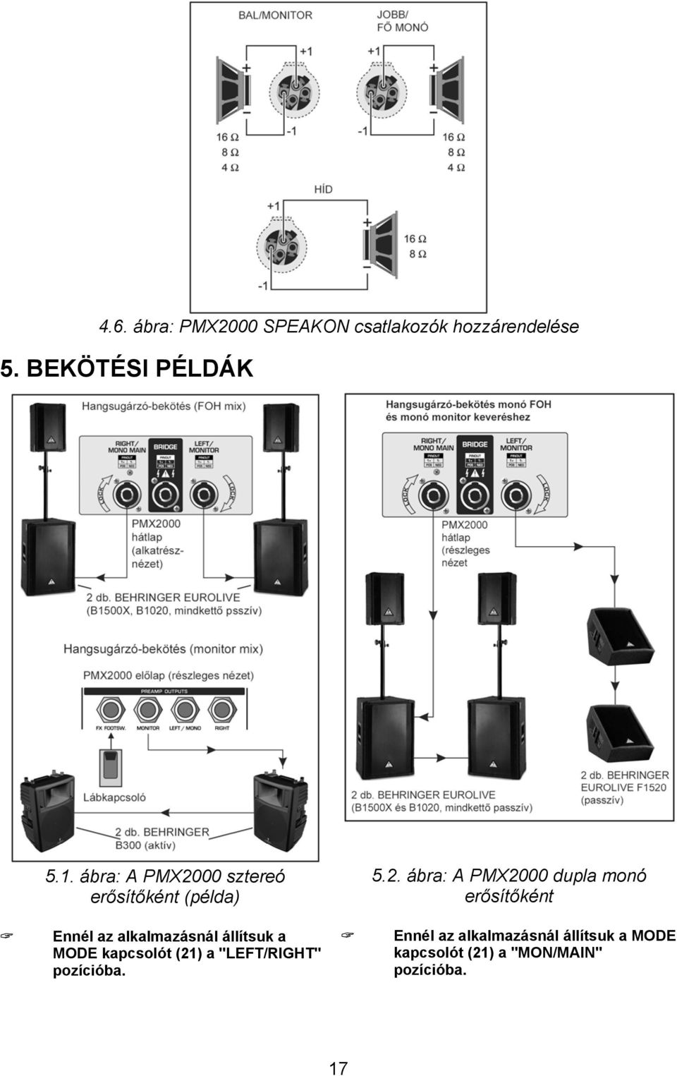 00 sztereó erősítőként (példa) 5.2.