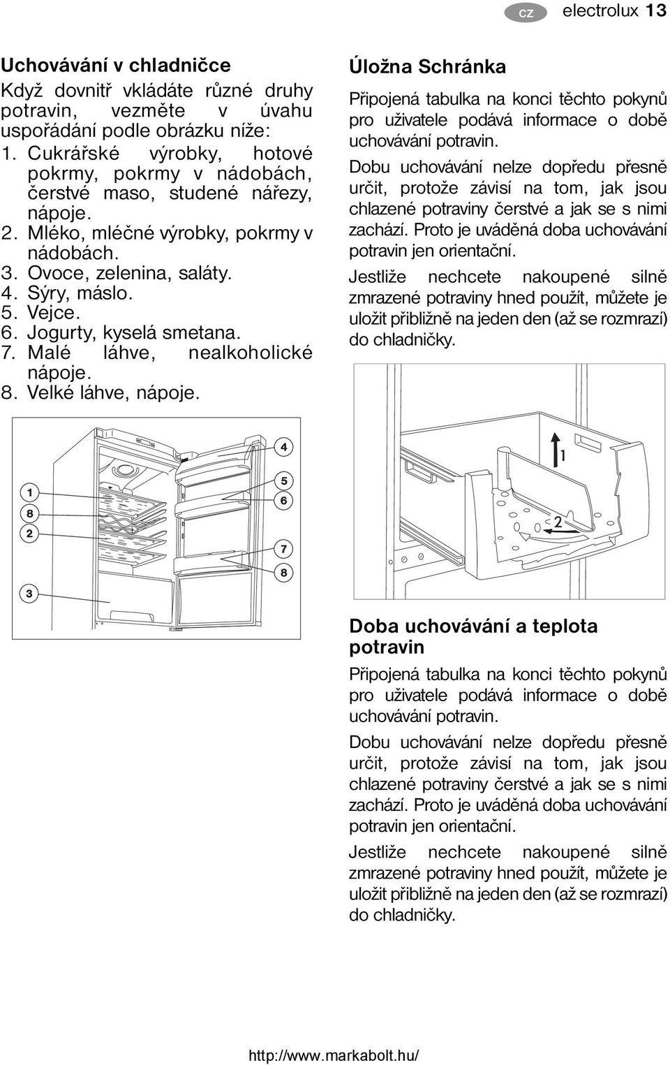 Jogurty, kyselá smetana. 7. Malé láhve, nealkoholické nápoje. 8. Velké láhve, nápoje.